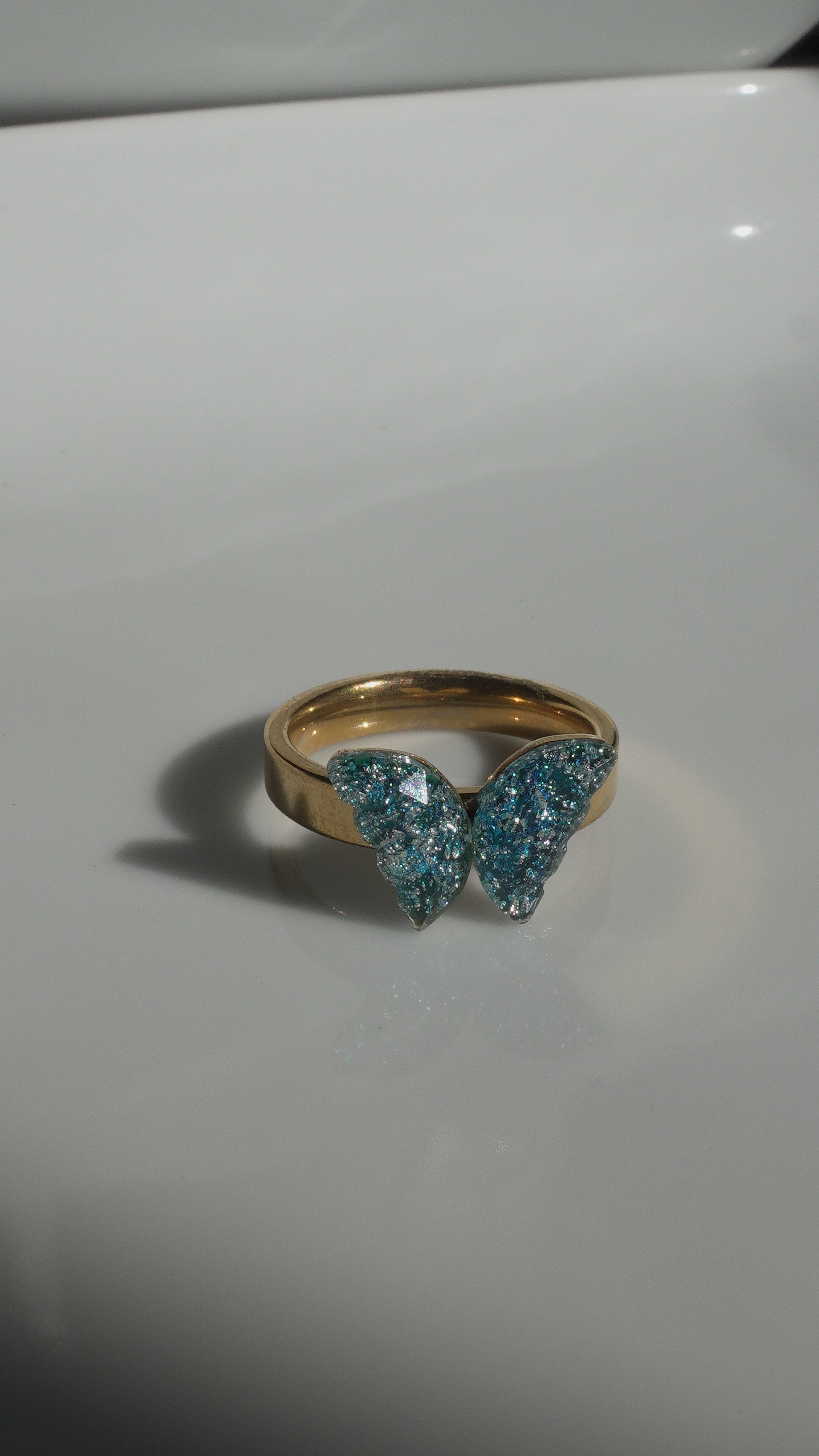 Blue Aurora Butterfly Ring