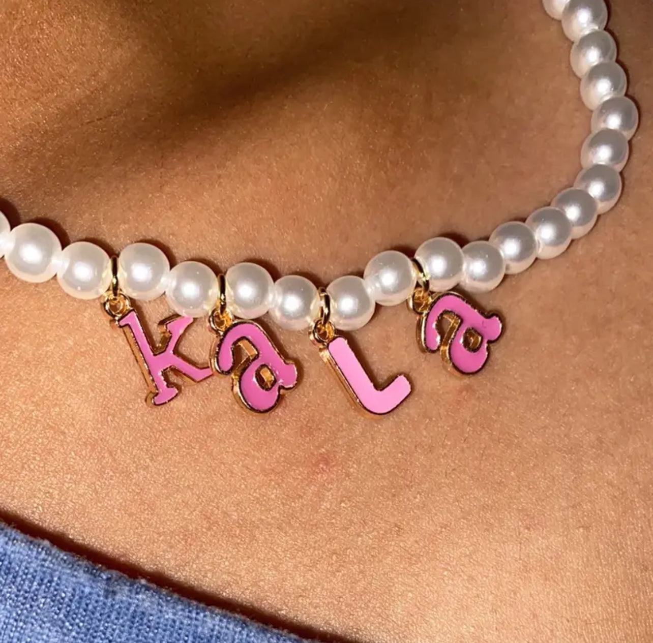 Custom Pearl Letter Necklace