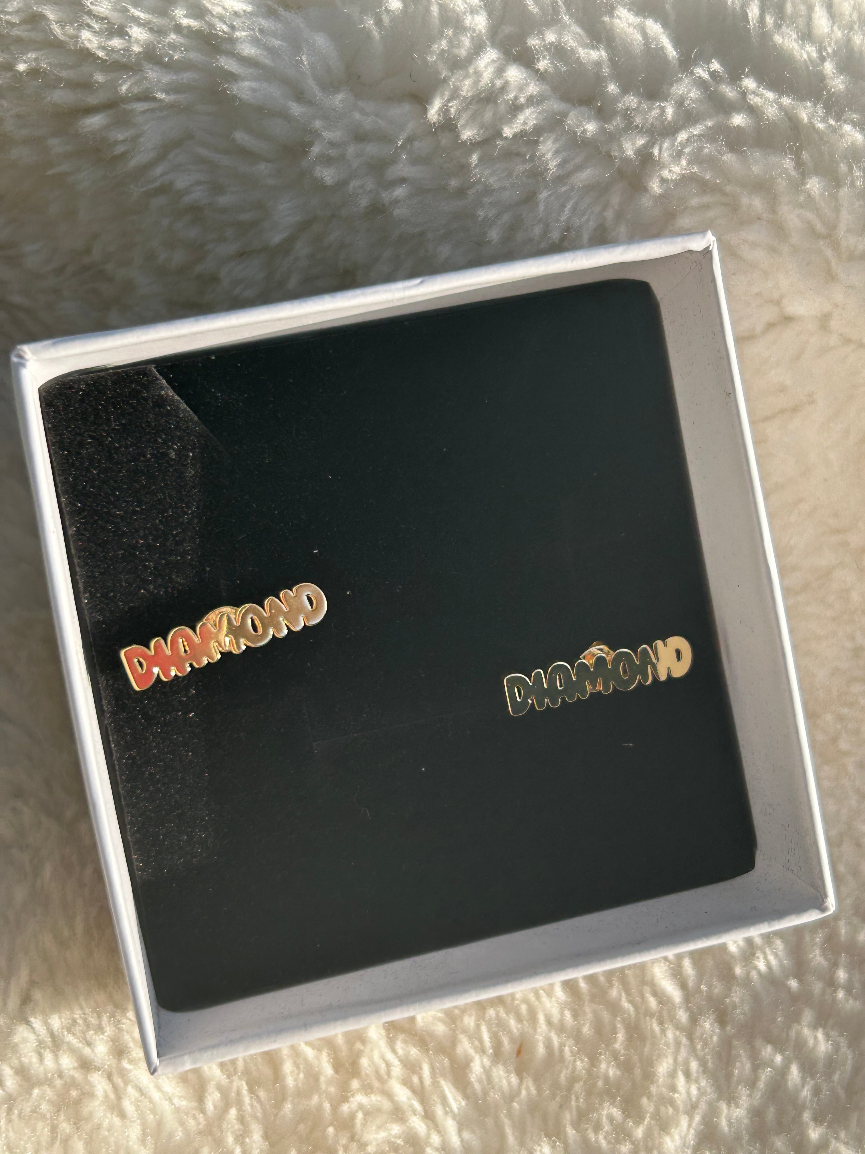 Bubble Letter Stud Custom Earrings