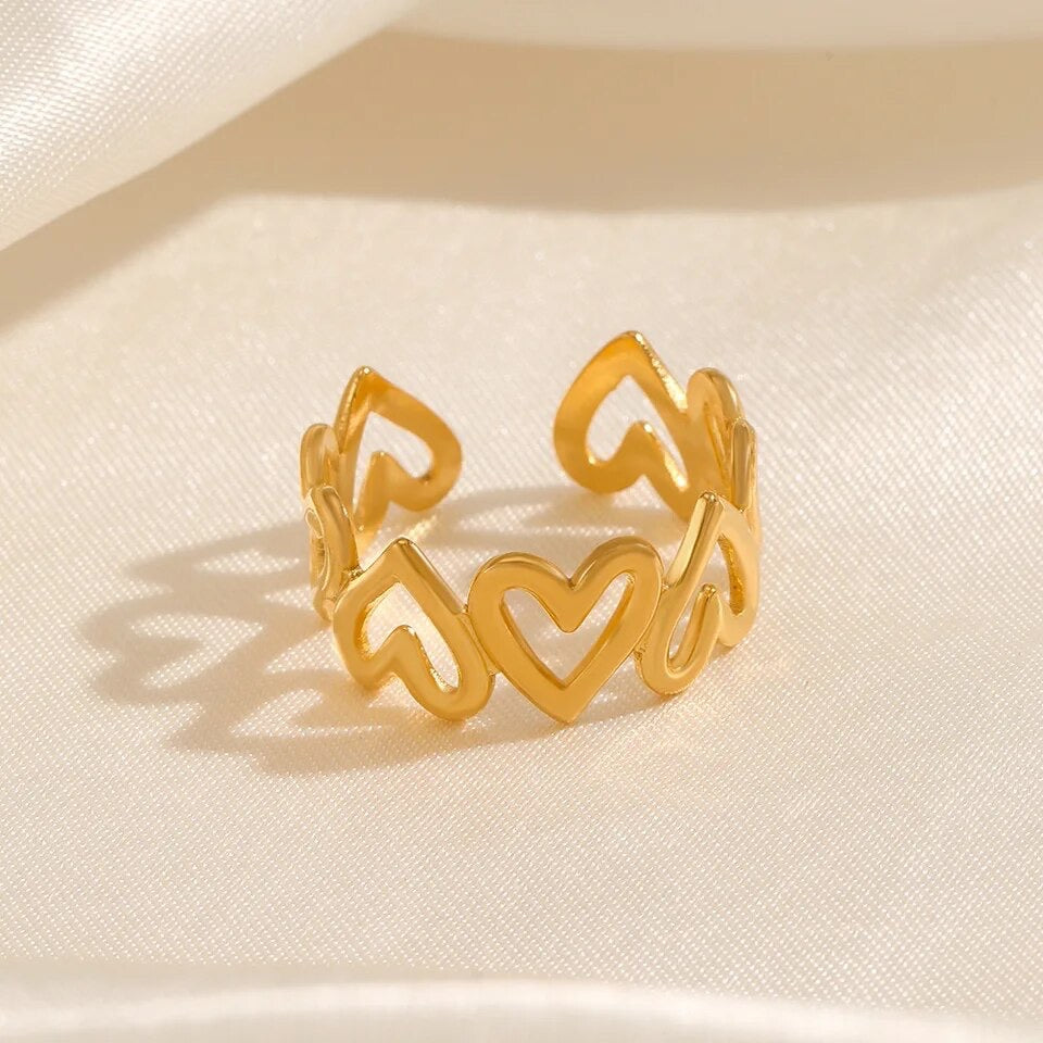 Heart adjustable ring