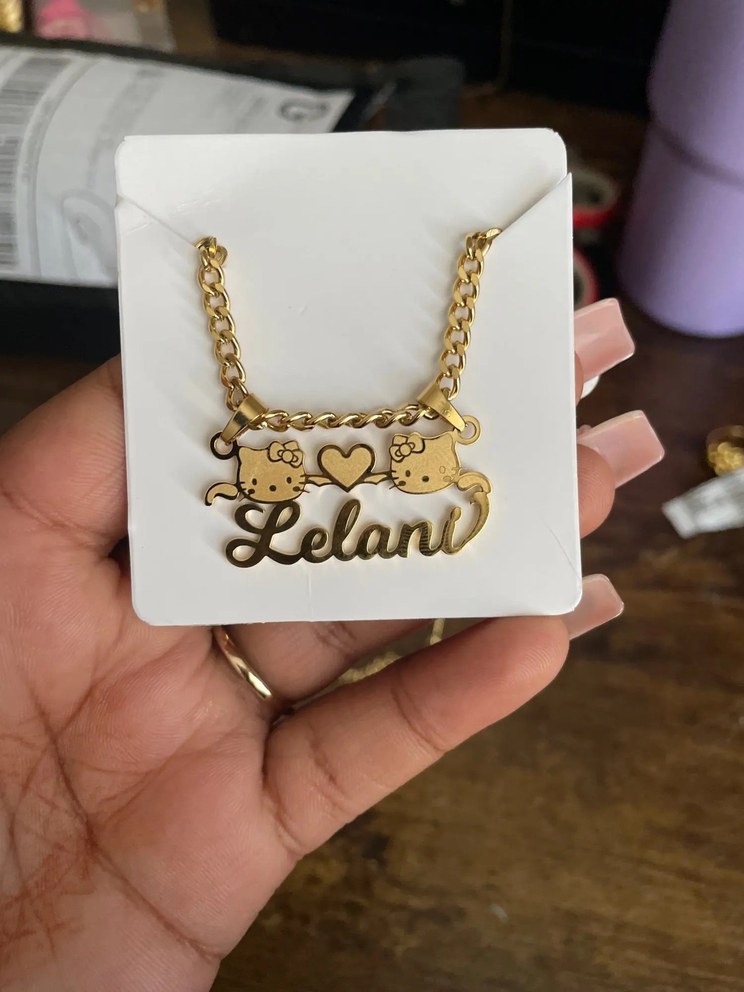 kitty custom name necklace