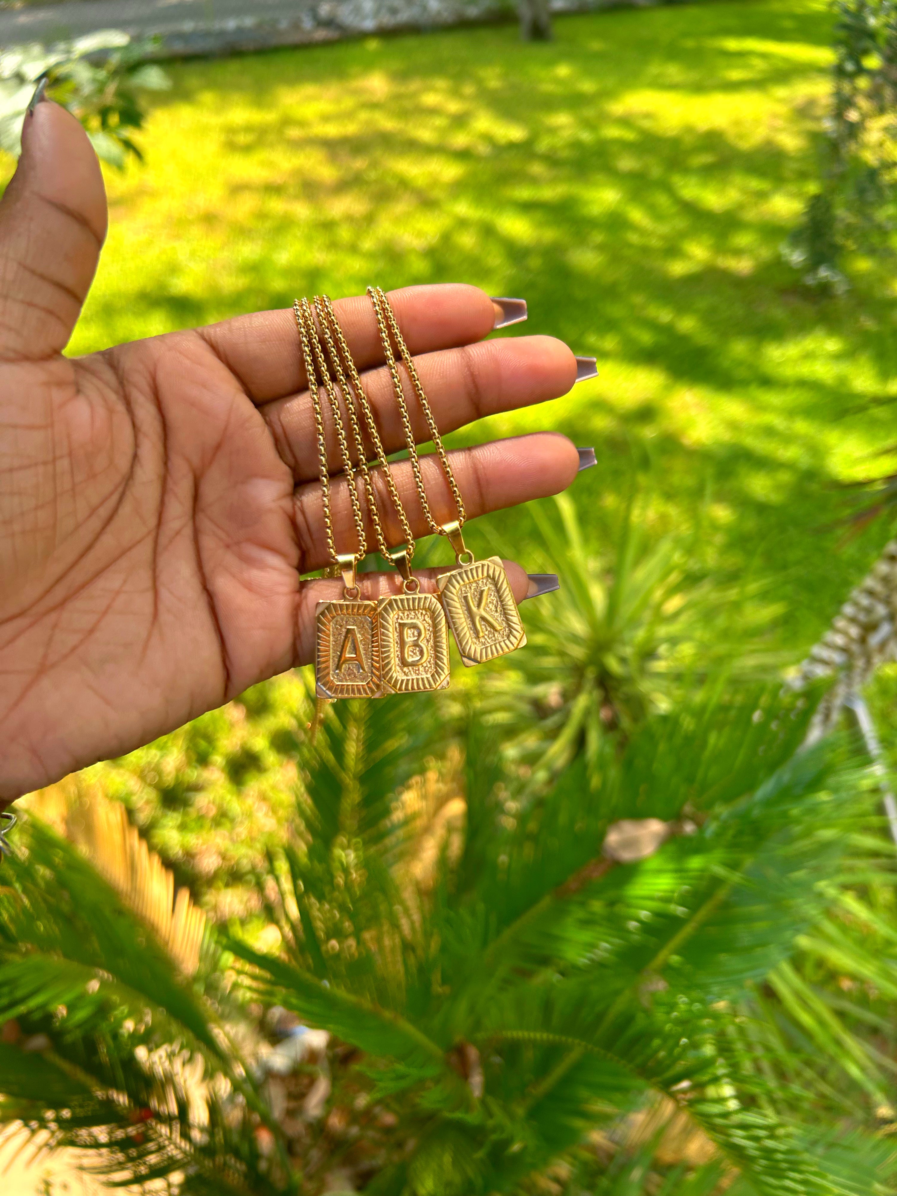 Rectangle letter necklace