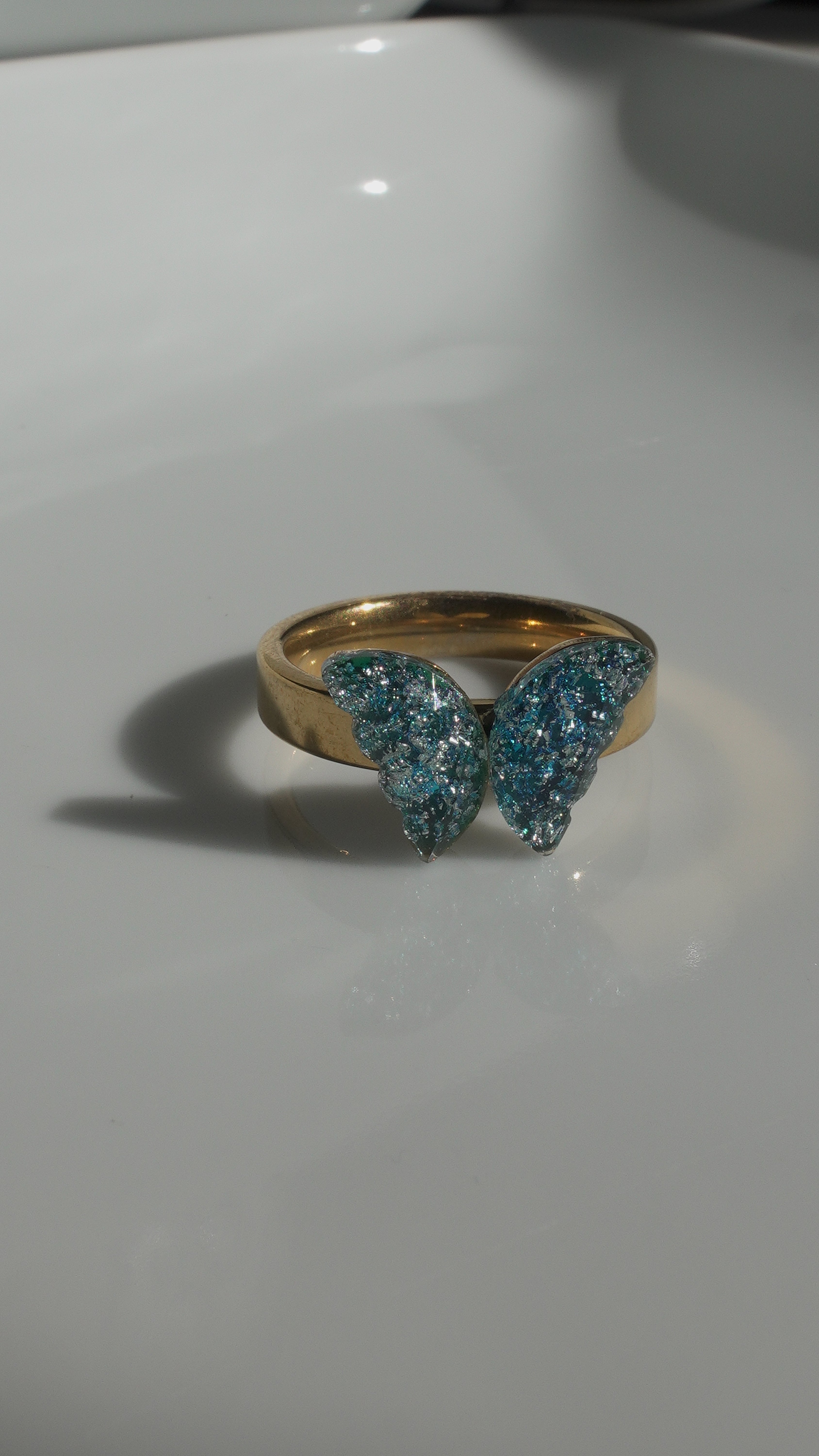 Blue Aurora Butterfly Ring