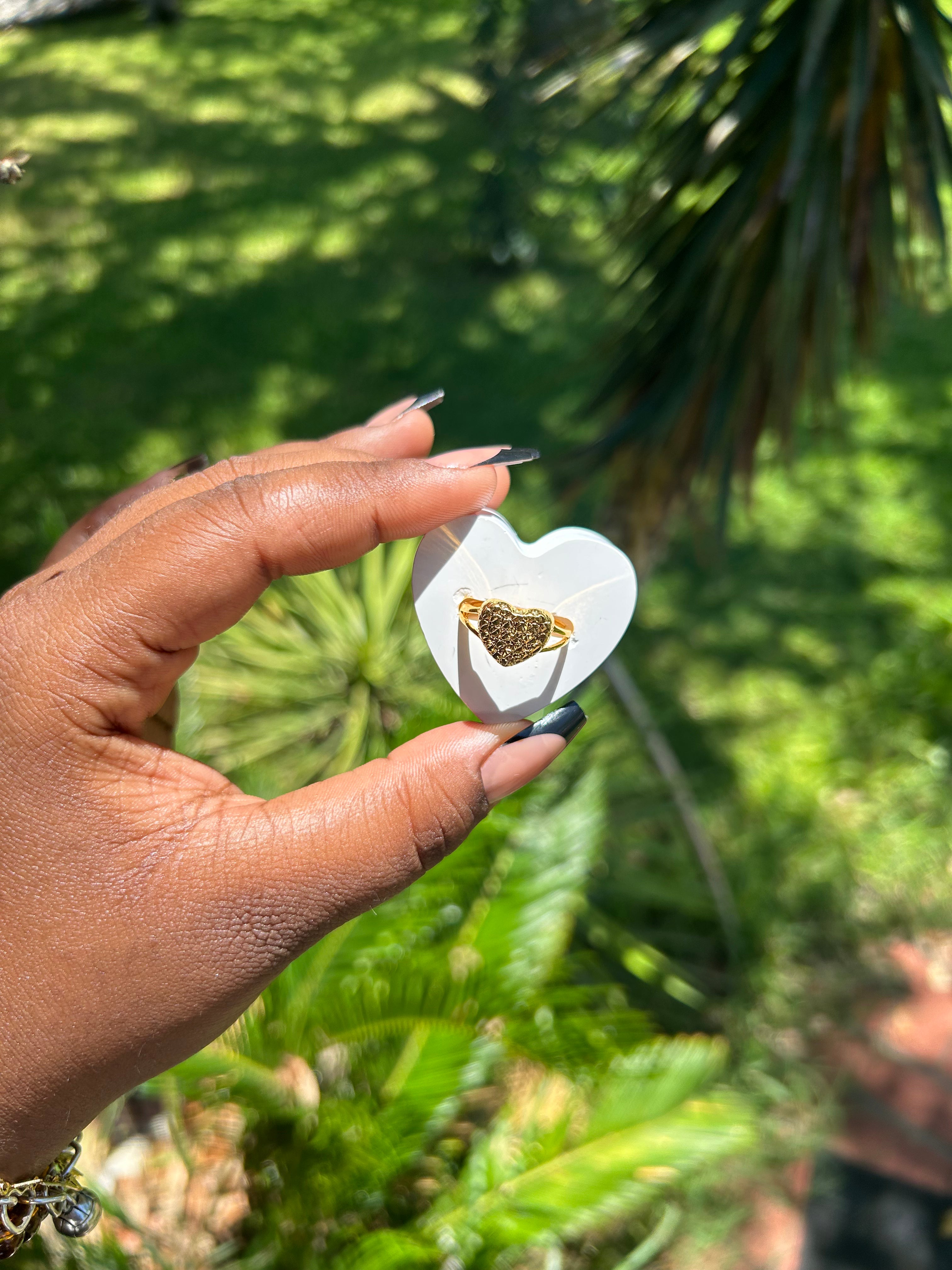 Heart Gold Nugget Ring Adjustable