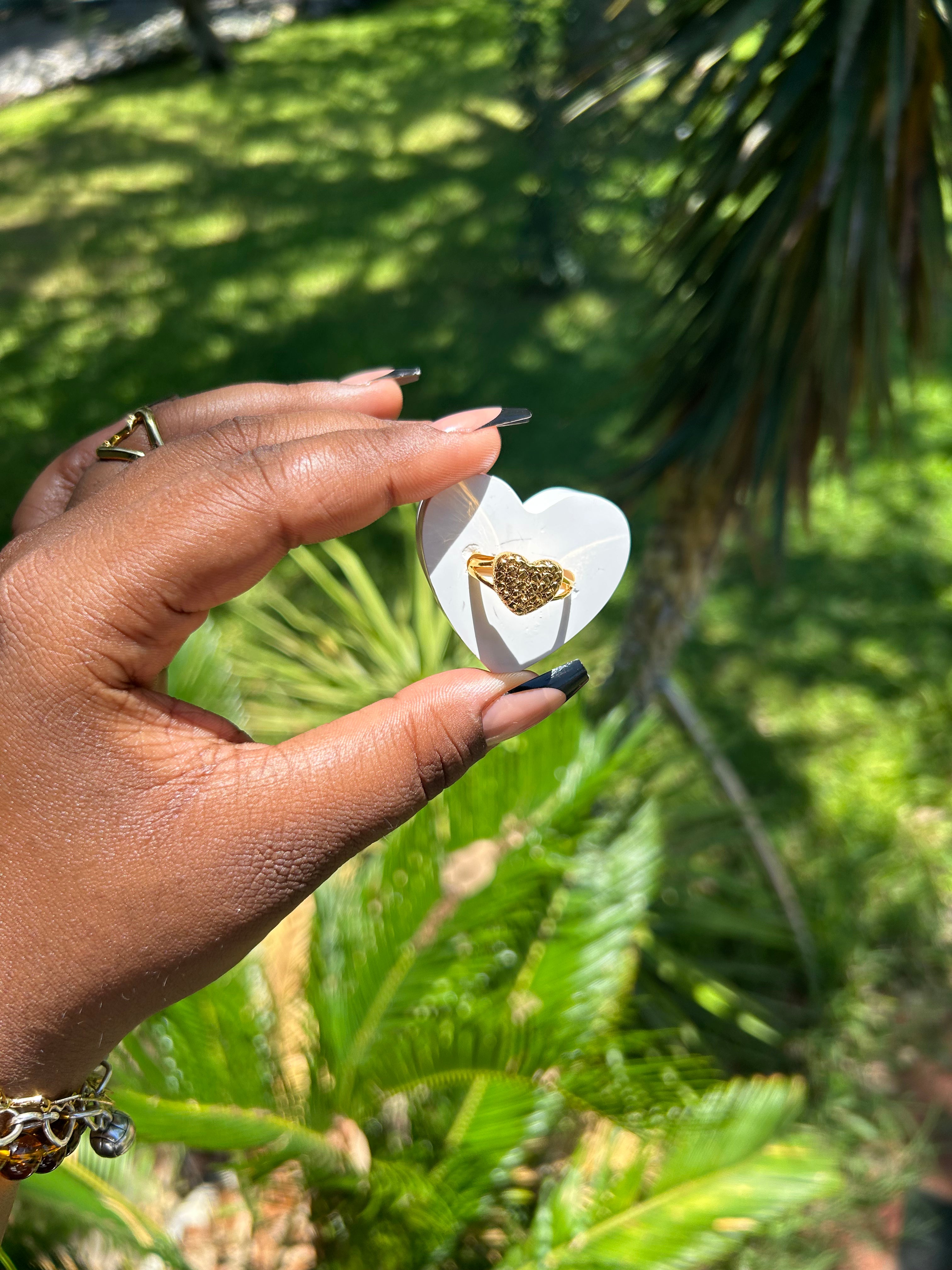 Heart Gold Nugget Ring Adjustable